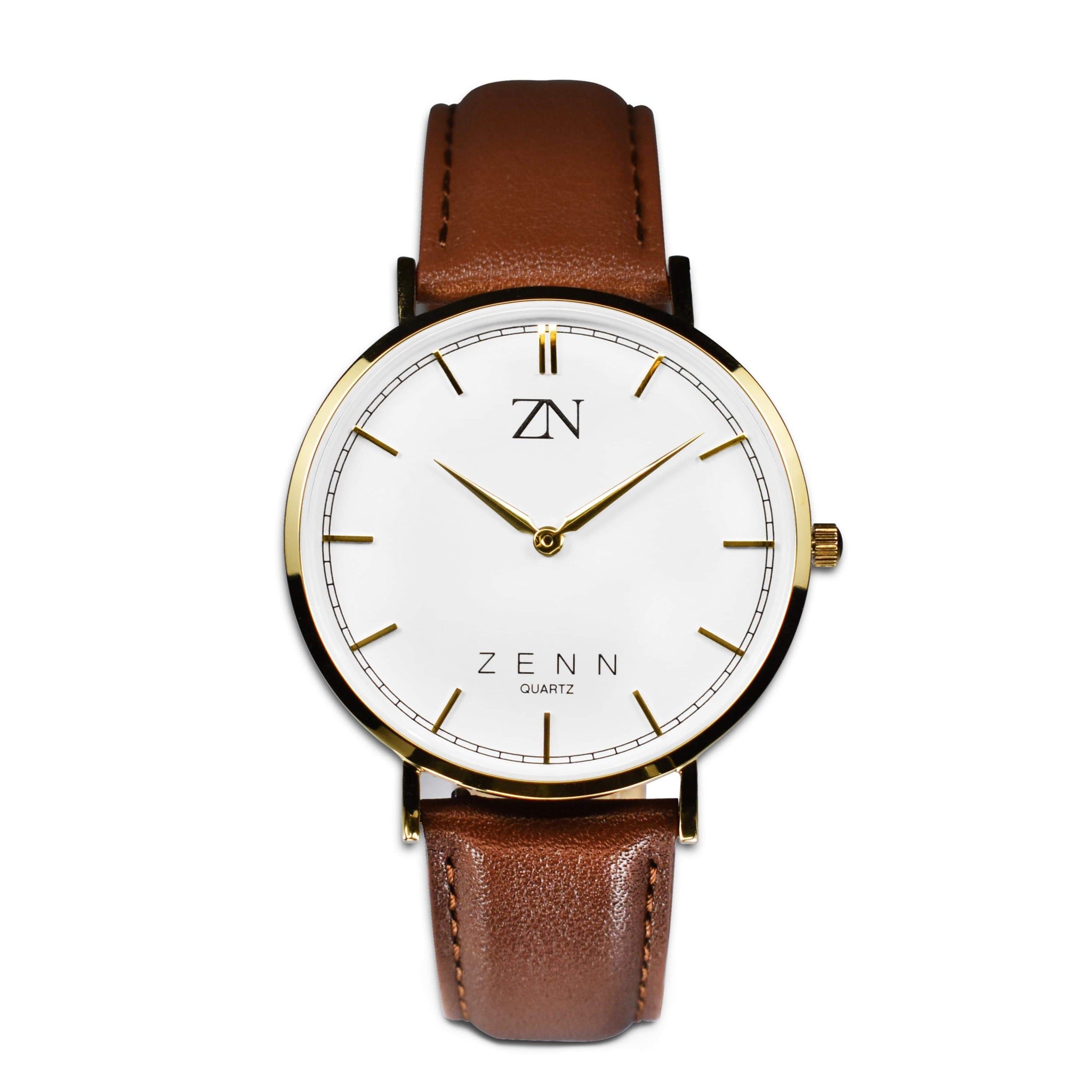 ZENN Classique Gold Watch Brown Strap
