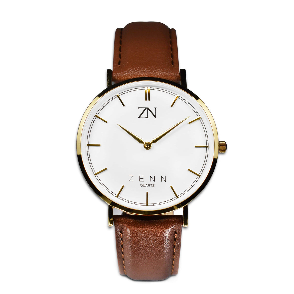 ZENN Classique Gold Watch Brown Strap