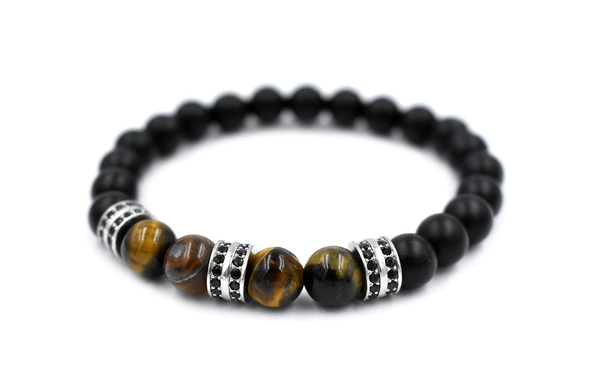 ZENN Tiger Circ Silver Beaded Bracelet